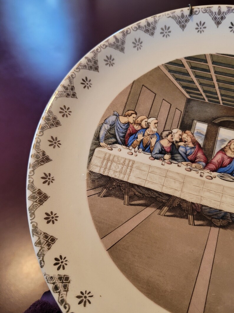 The Last Supper Vintage Plate With Gold Edging and Etsy