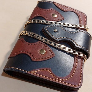 DIY Leder Brutal Portemonnaie Schnittmuster mit Kette, Biker Portemonnaie Leder Schnittmuster PDF