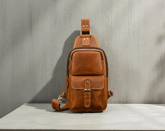 Diy Leather Men bag, Men Chest Bag, Small Cowhide Travel Bag pattern, sling bag pattern, Leather shoulder bag pattern pdf file