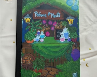 Witchy Notebook, Potions and Plants Composition Notebook, Apothecary Journal, Botanical Fantasy Gift