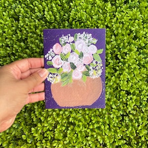 Rosas rosadas tarjeta de nota acrílica Día de la Madre papelería doblada saludo en blanco Tarjeta de felicitación de aniversario de verano Tarjeta de felicitación floral de primavera