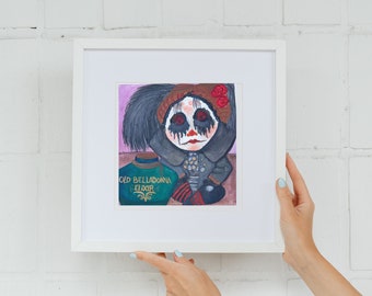 Creepy Doll Watercolor Painting: Gothic Horror Fan Art, Spooky Season Decor
