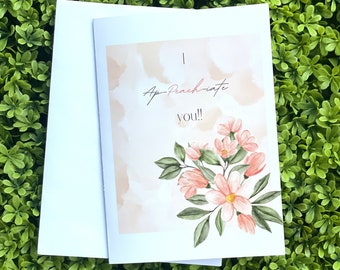 Peach floral greeting card mother's day greeting card botanical thank you card funny greeting card for mother appreciation floral card sassy