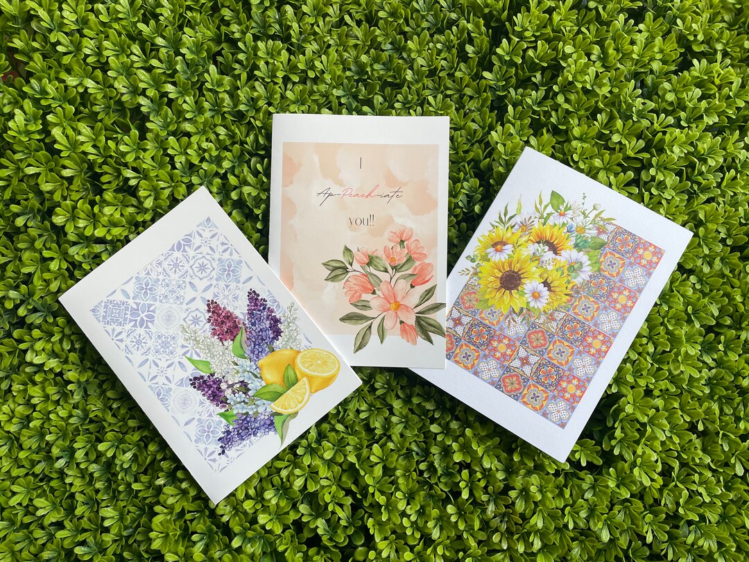 Floral Thank You Card Set: Botanical Anniversary Greeting Cards - Etsy