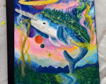 Narwhal Composition Notebook – Cosmic Fantasy Forest Journal with Original Hand-Painted Art
