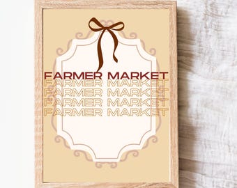 Farmer Market Wall Art Print – Rustic Farmhouse Decor – Country Kitchen Poster – 8.5x11 Fall Market Printable