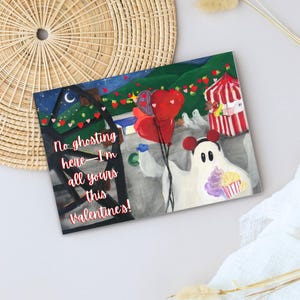 No hay fantasmas aquí Tarjeta de felicitación de San Valentín con fantasmas y amor, papelería divertida, personalizable, en blanco, peculiar, para el día de San Valentín, amor lindo