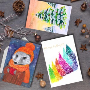 Assorted Christmas Card Set, Holiday Cards Pack (Choose your pack size & Images - Customizable) | Blank notecards