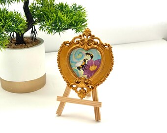 Bumblebee Heart Mini Original Painting in Magnetic Gold Frame
