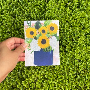 Tarjeta de nota de girasol, tarjeta de invitación para amantes de la naturaleza, regalo para el Día de la Madre, papelería doblada con flores, saludo en blanco, ideas para el Día de San Valentín para ella