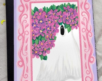 Floral Ghost College-Ruled Composition Notebook, Pink and Lavender Original Art Cover