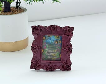 Enchanted Garden Path Mini Framed Art Whimsical Fantasy Decor Tiny Bookshelf Painting, Cottagecore Storybook Gift