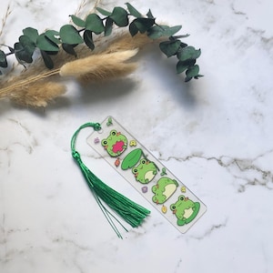 Frog Acrylic Bookmark: Cottagecore Book Lover Gift with Tassel