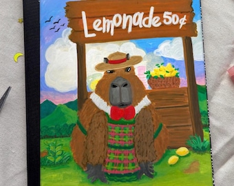 Capybara Composition Notebook – Cute Lemonade Stand Journal with Original Hand-Painted Art