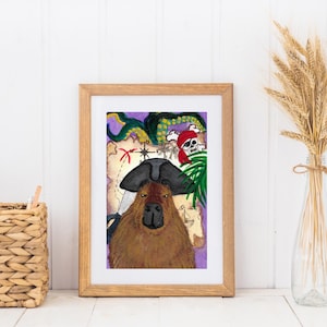 Piraat capibara Art Print nautische dieren muur decor kinderen piraat kamer kunst grillige muur decor dierenliefhebber cadeau eigenzinnige dieren interieur
