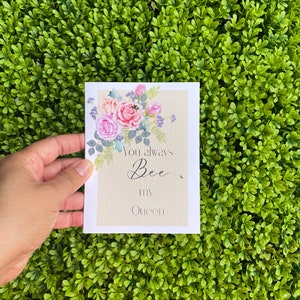 Tarjeta de notas floral y colmena de abejas floral Tarjeta de felicitación del día de la madre flores de regalo papelería doblada tarjetas en blanco ideas de regalos de aniversario para ella