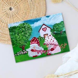 Karta walentynkowa Love Gnome Ty i ja Projekt karty okolicznościowej z pozdrowieniami papeterii słodkie Walentynki konfigurowalne puste dziwaczne notatki