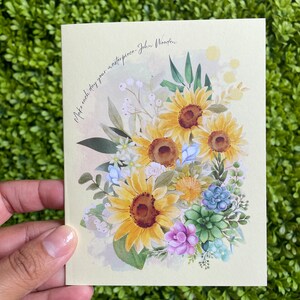 Tarjeta de nota de girasol amante de la naturaleza tarjeta de invitación regalo Día de la Madre floral doblado papelería en blanco saludo aniversario ideas de regalo para ella
