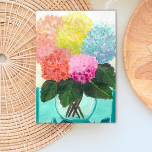 Tarjeta de San Valentín con hortensias en flor, papelería floral caprichosa, lindas tarjetas en blanco personalizables, lindas tarjetas de amor para el día de San Valentín, únicas
