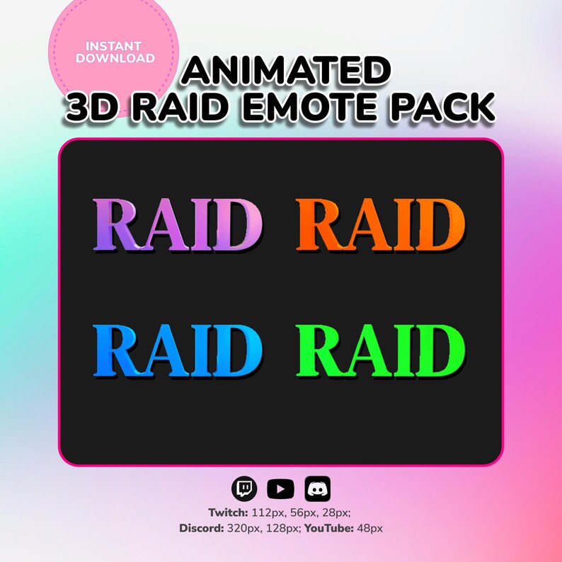 Raid Emote Pack – 4 Animated Raid Alerts – Twitch Discord Youtube ...