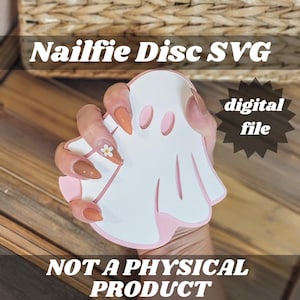 Halloween Nailfie Disc, Laser Cut File, Cute Ghost Nailfie Prop SVG, Photography Prop File, Digital Cut File, Files for Laser Cutters