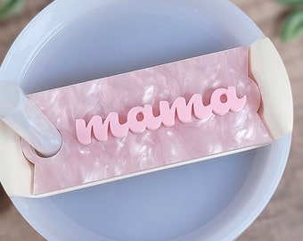 Pink Marble Tumbler Tag, Tumbler Name Plate, Personalized Tumbler Topper, Name Plate, Cup Name Tag, Accessories for Stanley Tumbler