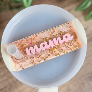 Glitter Hearts Tumbler Tag, Valentine&#39;s Tumbler Tag, Tumbler Name Plate, Personalized Tumbler Topper, Name Plate, Cup Name Tag