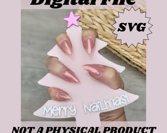 Disco para selfie de unhas com tema de árvore de Natal em formato SVG, acessório para salão de beleza (arquivo de corte digital)