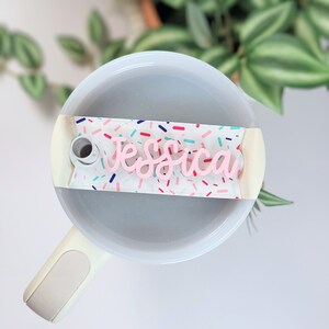 Sprinkles Tumbler Tag, Tumbler Name Plate, Personalized Tumbler Topper, Name Plate, Cup Name Tag