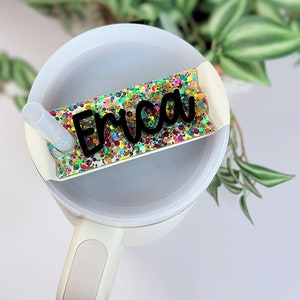 Glitter Tumbler Tag, Tumbler Name Plate, Personalized Tumbler Topper, Name Plate, Cup Name Tag
