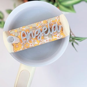 Fall Floral Tumbler Tag, Tumbler Name Plate, Personalized Tumbler Topper, Name Plate, Cup Name Tag, Accessories for Stanley Tumbler