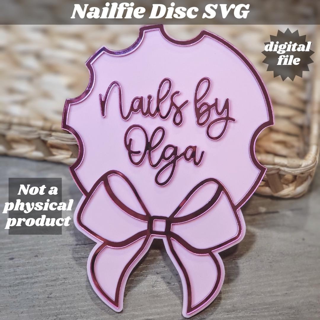 Cute Nailfie Disc, Coquette Bow Nailfie Prop SVG, Laser Cut File, Photography Prop File, Salon Supplies