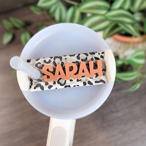 Cheetah Print Tumbler Tag, Leopard Print Tumbler Tag, Tumbler Name Plate, Personalized Tumbler Topper, Accessories for Stanley Tumbler