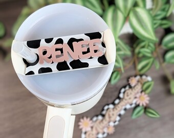 Cow Print Tumbler Tag, Tumbler Name Plate, Personalized Tumbler Topper, Name Plate, Cup Name Tag, Accessories for Stanley Tumbler