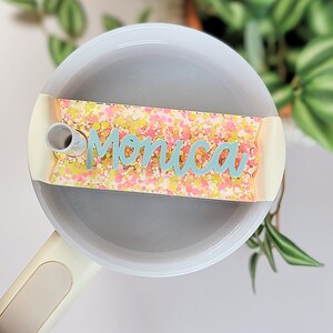 Glitter Tumbler Tag, Tumbler Name Plate, Personalized Tumbler Topper, Name Plate, Cup Name Tag