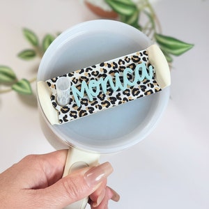Cheetah Print Tumbler Tag, Tumbler Name Plate, Personalized Tumbler Topper, Name Plate, Cup Name Tag, Accessories for Stanley Tumbler
