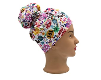 Encourager Scrub Cap for Women | motivational Top Knot Surgical Hat | Nurse Bun Cover Beanie | Fun Positive Vibes Scrub Hat for Health