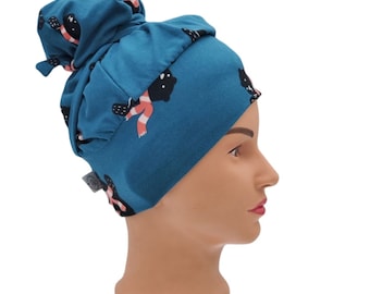 Winter bears scrub cap, surgical hat with buttons, women's nurse cap, Bears dental medical head covering,