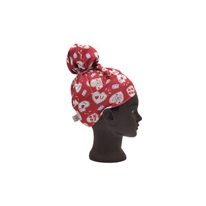 Valentine Notes scrub cap, Heart surgical hat with buttons, Long hair dental cap, Pediatric Nurses medical head covering