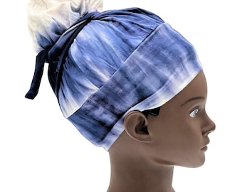 Navy scrub cap for nurse gift, Scrub cap for high bun, dentist scrub cap. Ear saver scrub cap blue & white tie dye