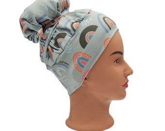 Surgical Scrub Cap for Nurse Headwear Bamboo Fabric Comfortable Doctor Hat Design Medical Beanie Hospital Hair Cover Protection Sage Rainbow