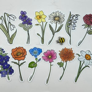 Birthflower Sticker | Birth Month Decor | Waterproof Vinyl | Gifts for Mom | Floral Sticker | Mama | Family Gift | Watercolor Design