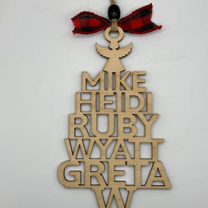 Personalized Family Name Christmas Ornament: Laser Cut Wood Holiday Decoration