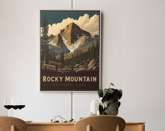 Rocky Mountain National Park Travel Poster | Printable Wall Art