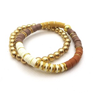 Classic Collection | Blanc Stack | Heishi Bracelet | Brushed Gold | Custom Name Bracelet | Stacking Bracelet | Sold Individually