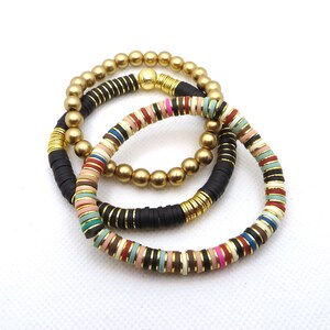 Spring Edit | Rebel Stack | Heishi Bracelet | Brushed Gold | Custom Name Bracelet | Stacking Bracelet | Sold Individually