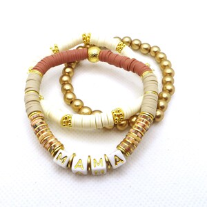 Mama Collection | Timeless Stack | Heishi Bracelet | Brushed Gold | Custom Name Bracelet | Stacking Bracelet | Sold Individually