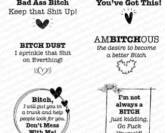 Snarky Sassy Design Bundle | Great for Sublimation or Cricut ==> Bitch Sayings. Six Designs as a PNG & SVG File.  Use on Shirts, Cups, MORE