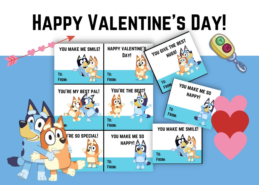 Bluey Valentine's Day Printable Cards Etsy.de