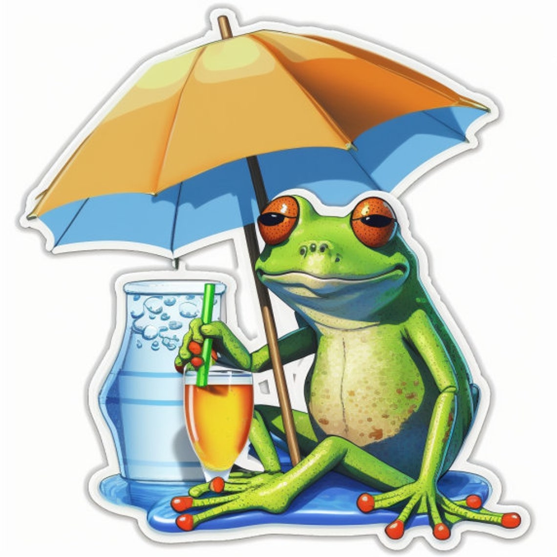 Martini Frog Sticker Etsy